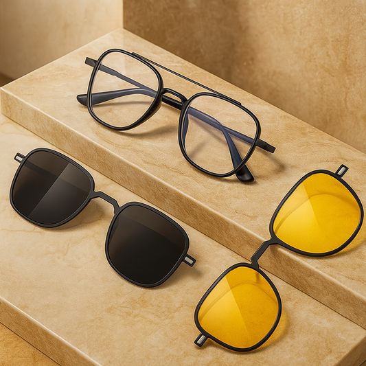 3-in-1 Magnetic Clip-On Sunglasses – Polarized & Stylish