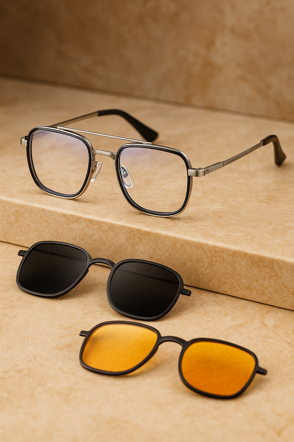 3-in-1 Magnetic Clip-On Sunglasses – Polarized & Stylish