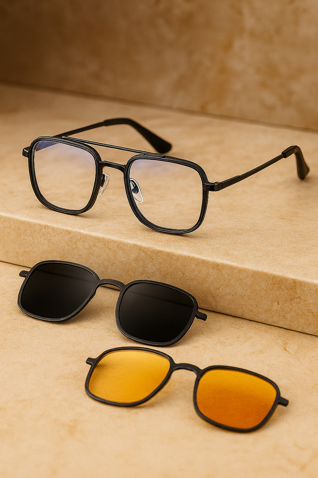 3-in-1 Magnetic Clip-On Sunglasses – Polarized & Stylish