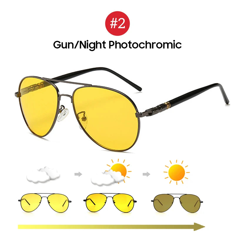 NightDrive™ Photochromic Polarized Aviator Glasses – Day & Night Vision