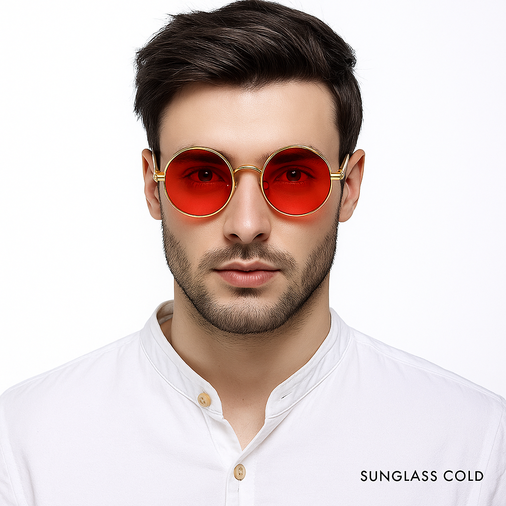 Red Riot Round Sunglasses – Steampunk Red Lens Statement Shades